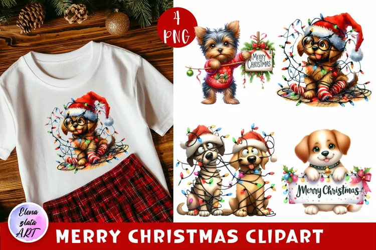 Cute Christmas Dog Clipart | Christmas Sublimation PNG