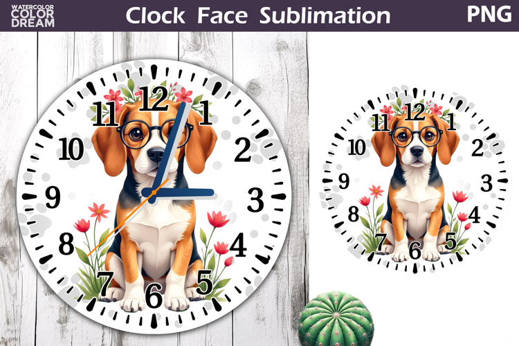 Dog Clock Face Sublimation | Beagle Clock Design