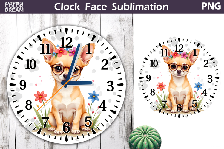Dog Clock Face Sublimation | Chihuahua Clock Design