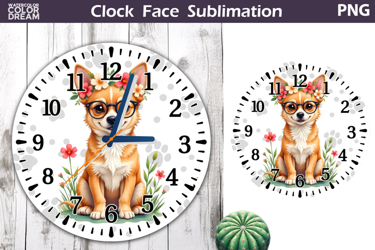Dog Clock Face Sublimation | Chihuahua Clock Design