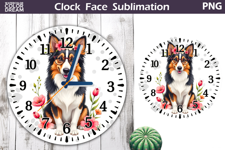Dog Clock Face Sublimation | Collie Clock Design