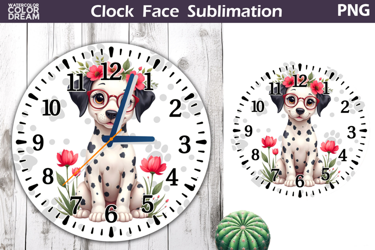 Dog Clock Face Sublimation | Dalmatian Clock Design
