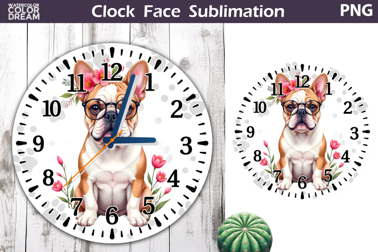Dog Clock Face Sublimation | English Bulldog Clock Design
