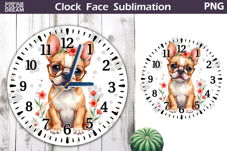 Dog Clock Face Sublimation | French Bulldog Clock Design