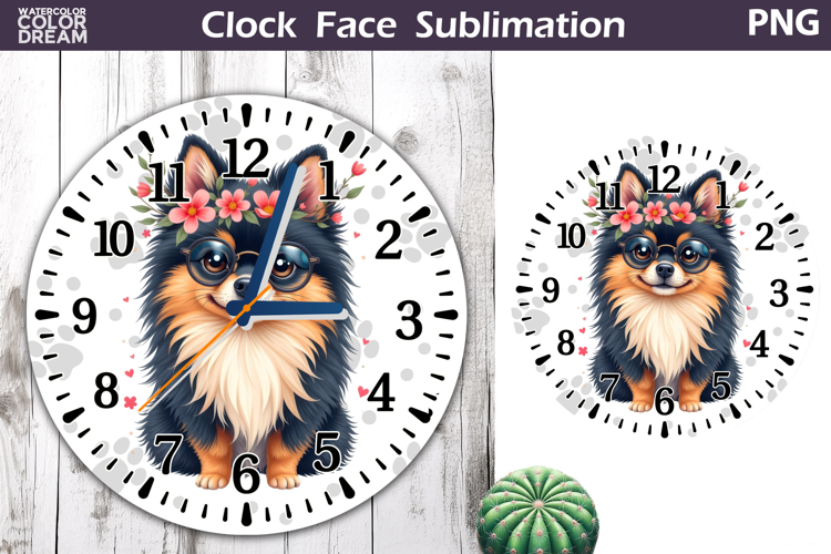 Dog Clock Face Sublimation | Pomeranian Clock Design