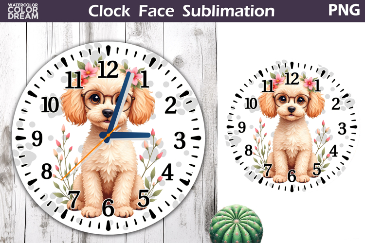 Dog Clock Face Sublimation | Poodle Clock Design