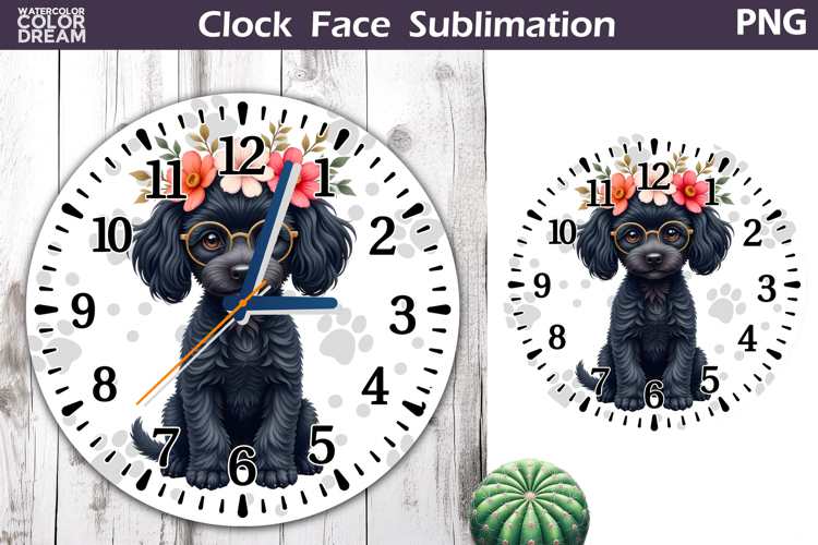 Dog Clock Face Sublimation | Poodle Clock Design