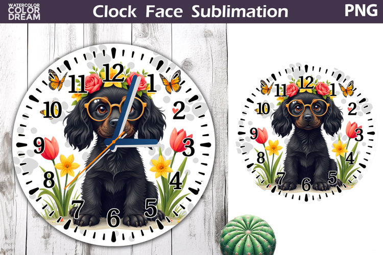 Dog Clock Face Sublimation | Spaniel Clock Design