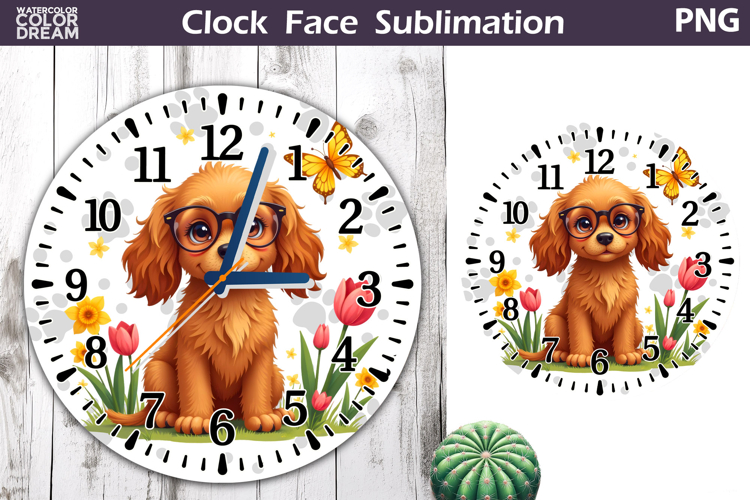 Dog Clock Face Sublimation | Spaniel Clock Design