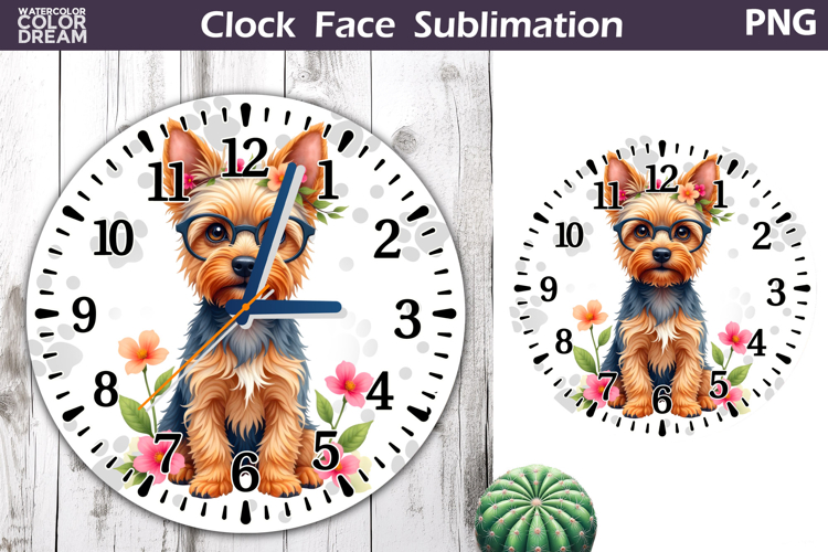 Dog Clock Face Sublimation | Yorkie Clock Design
