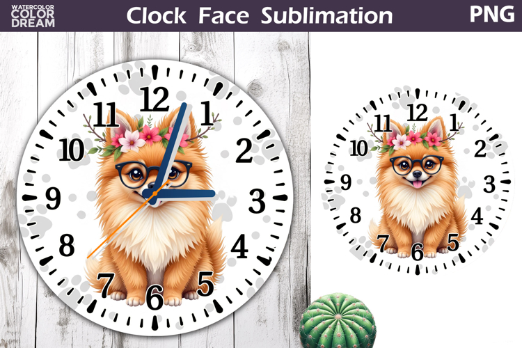 Dog Clock Face Sublimation | Pomeranian Clock Design