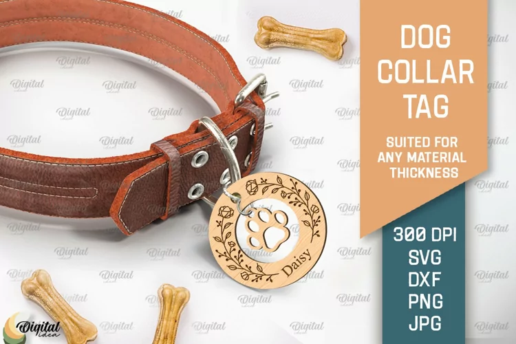 Dog Collar Tag Laser Cut. Dog Name Tag SVG