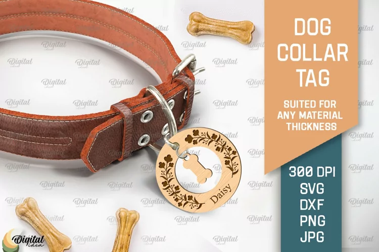 Dog Collar Tag Laser Cut. Dog Name Tag SVG