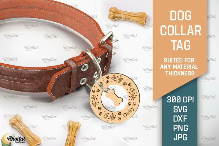 Dog Collar Tag Laser Cut. Dog Name Tag SVG
