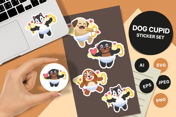 Cupid Dogs Sticker Pack for Valentines Day