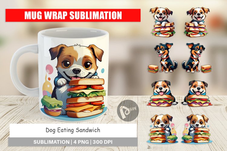 Mug Wrap Design Dog with Sandwich example image 1