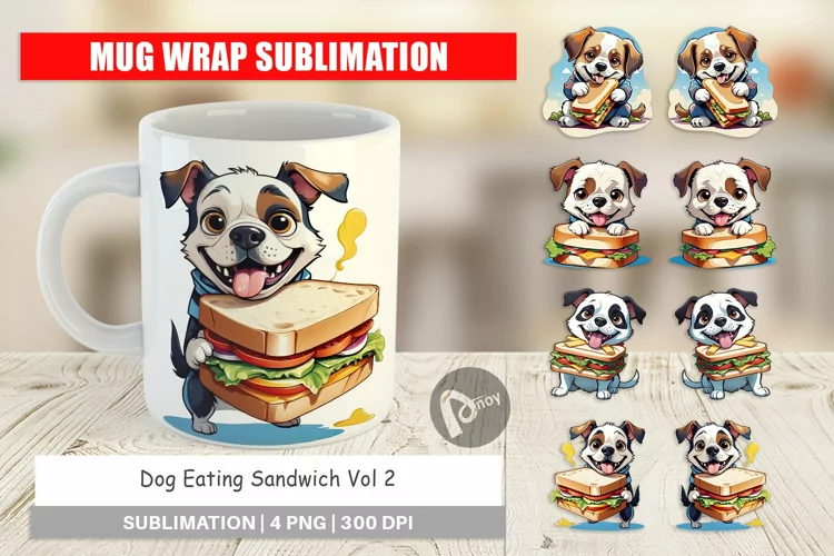 Mug Wrap Design Dog with Sandwich