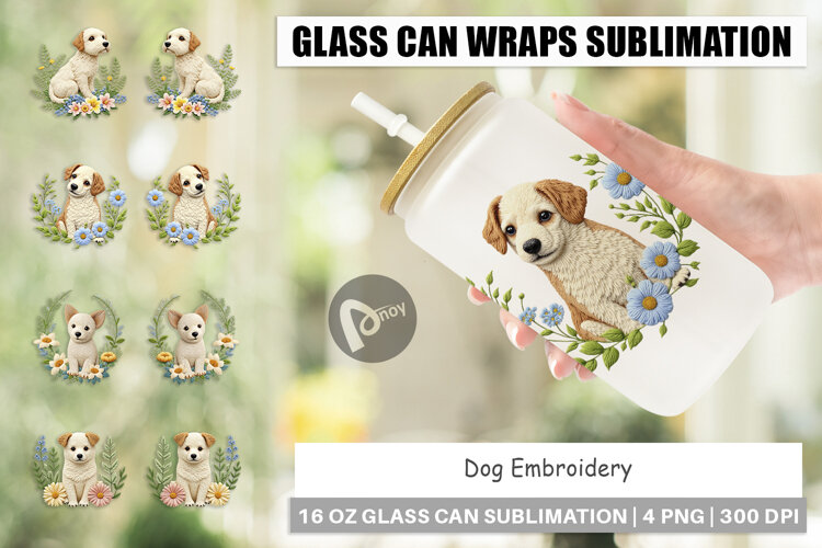Glass Can Dog Embroidery example image 1