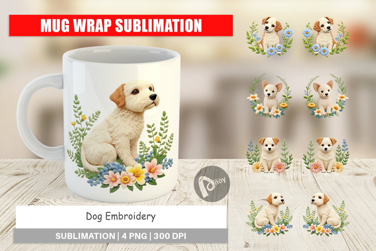 Mug Wrap Dog Embroidery