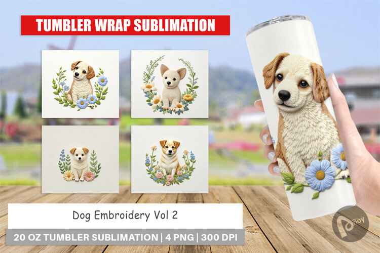Tumbler Dog Embroidery example image 1