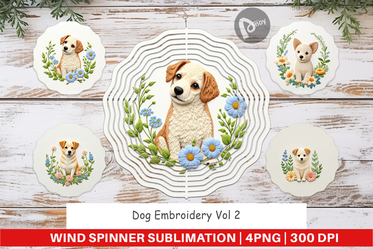 Wind Spinner Dog Embroidery