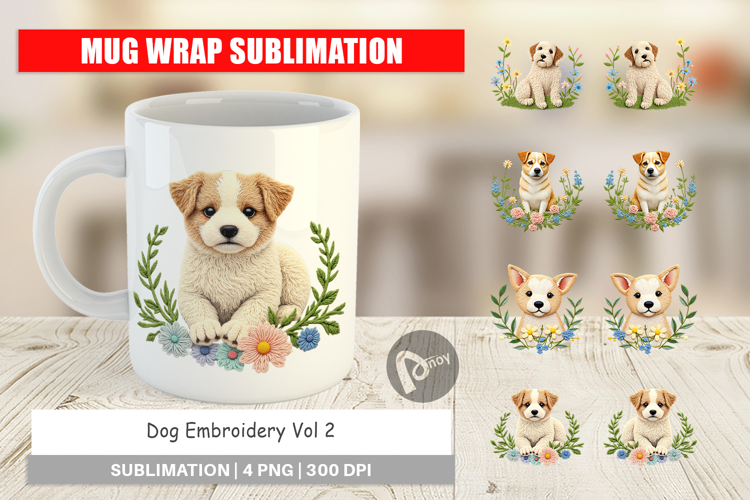 Mug Wrap Dog Embroidery