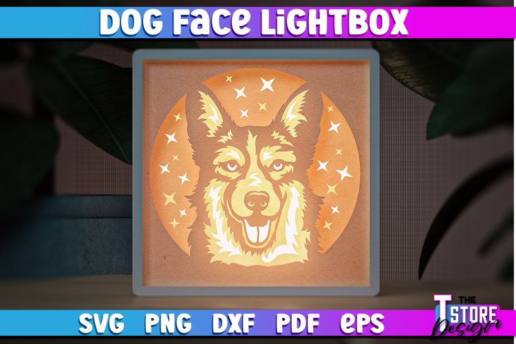 Dog Face Lightbox SVG Design | Paper Cut Design | SVG File