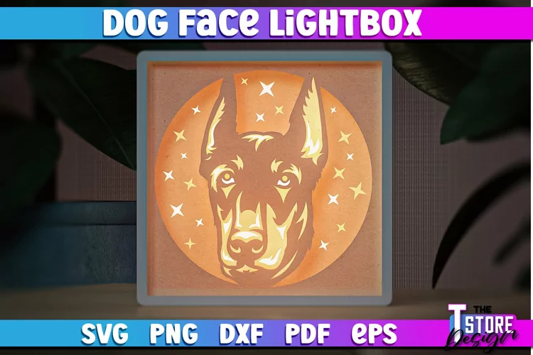 Dog Face Lightbox SVG Design | Paper Cut Design | SVG File