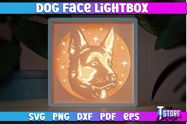 Dog Face Lightbox SVG Design | Paper Cut Design | SVG File example image 1