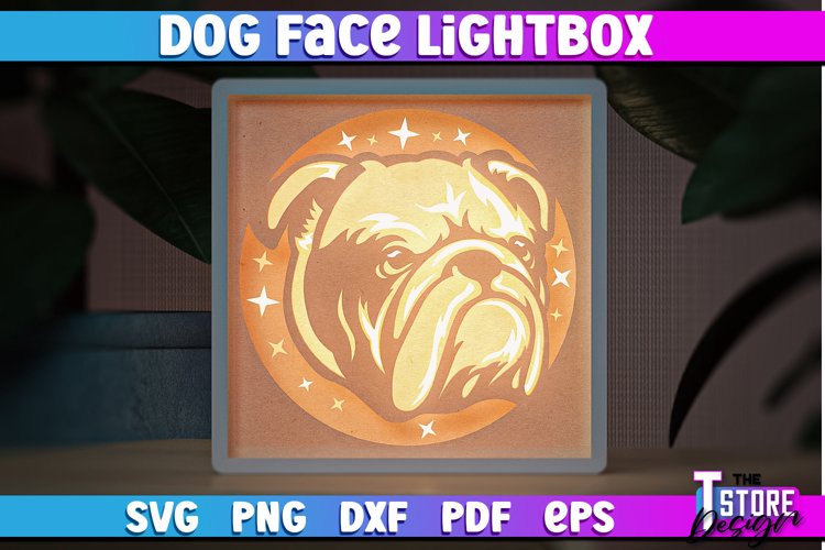 Dog Face Lightbox SVG Design | Paper Cut Design | SVG File example image 1