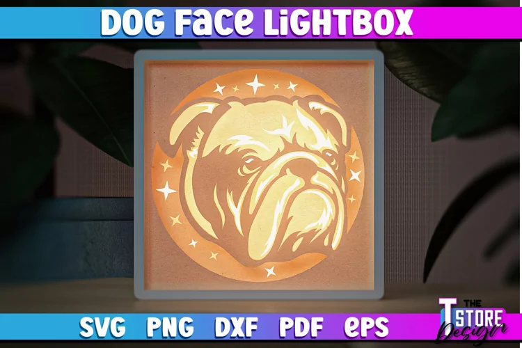 Dog Face Lightbox SVG Design | Paper Cut Design | SVG File