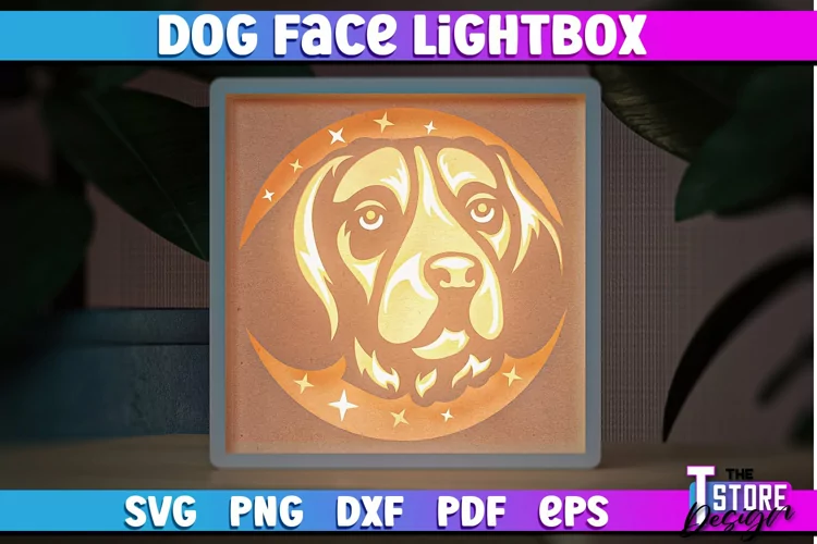 Dog Face Lightbox SVG Design | Paper Cut Design | SVG File