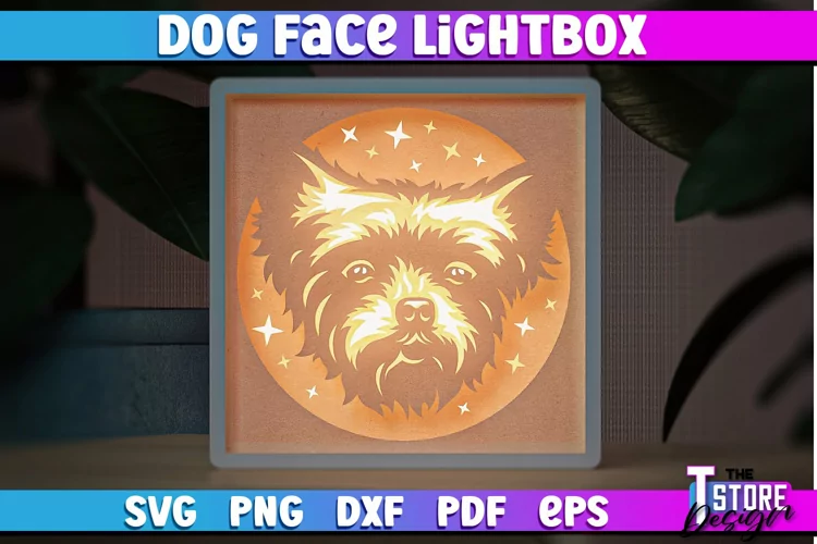 Dog Face Lightbox SVG Design | Paper Cut Design | SVG File