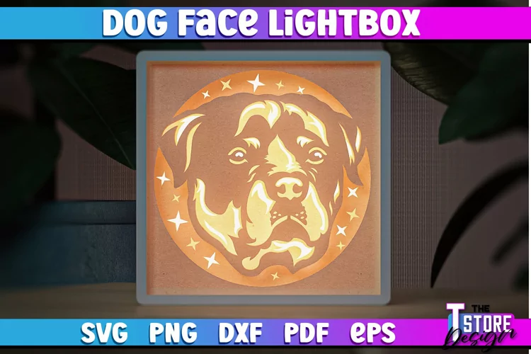 Dog Face Lightbox SVG Design | Paper Cut Design | SVG File