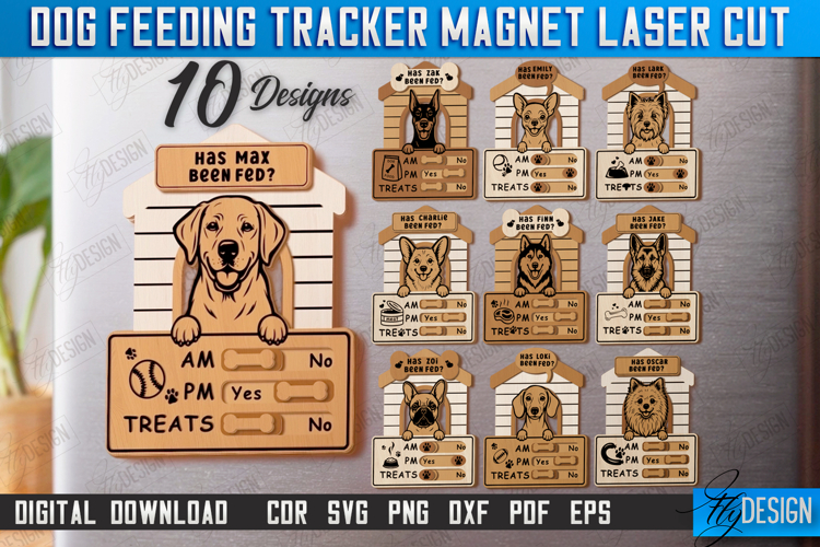 Dog Feeding Tracker Magnet Laser Cut Bundle, Reminder Magnet