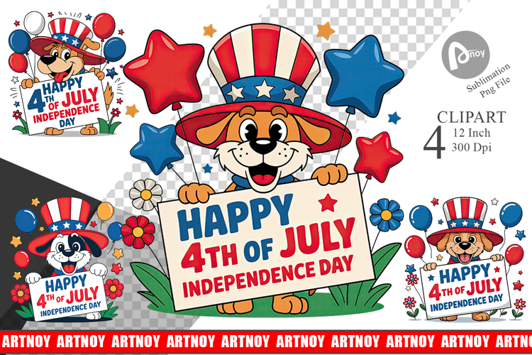 Happy 4th of July Dog Clipart