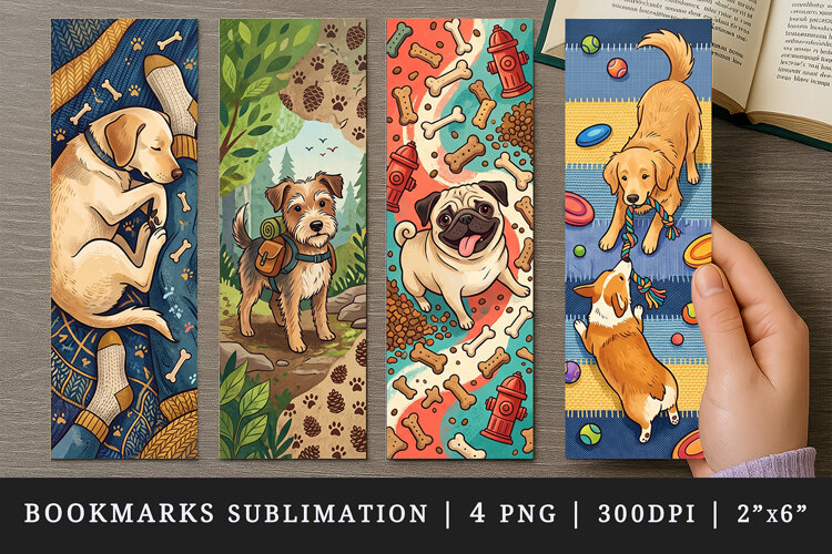 Dog lover bookmarks printable sublimation bookmark design example image 1