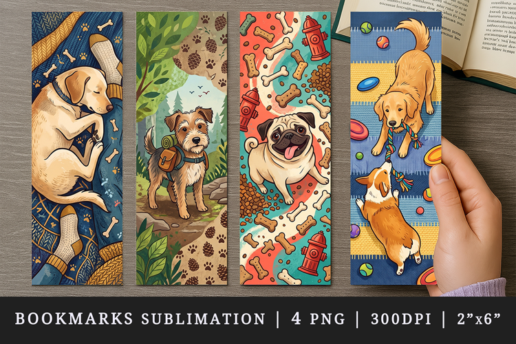 Dog lover bookmarks printable sublimation bookmark design