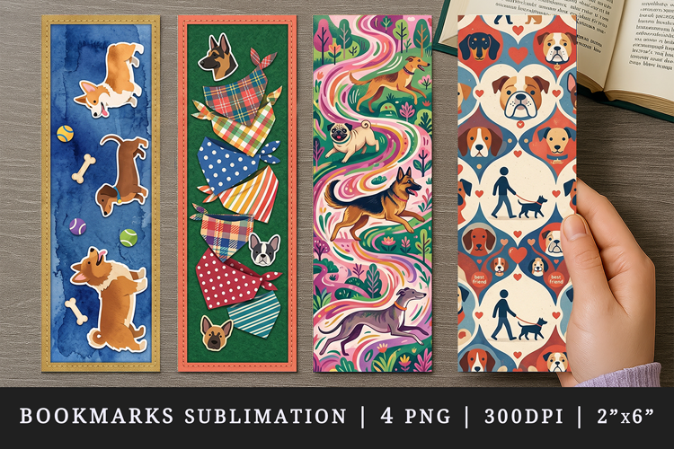 Dog lover bookmarks printable sublimation bookmark design