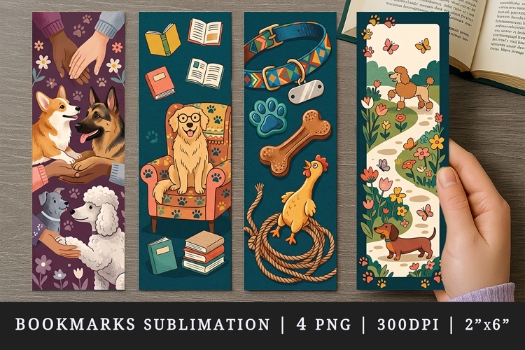 Dog lover bookmarks printable sublimation bookmark design
