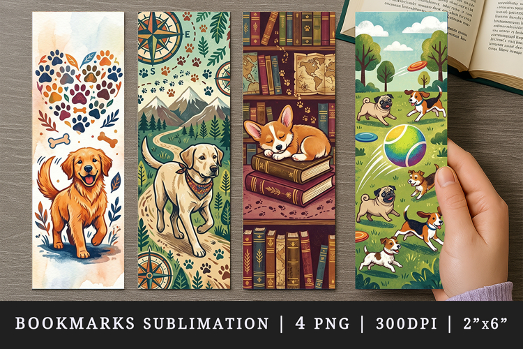 Dog lover bookmarks printable sublimation bookmark design