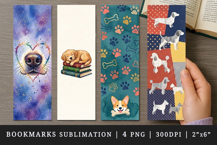 Dog lover bookmarks printable sublimation bookmark design example image 1
