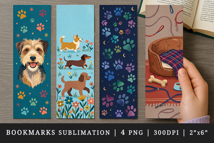Dog lover bookmarks printable sublimation bookmark design