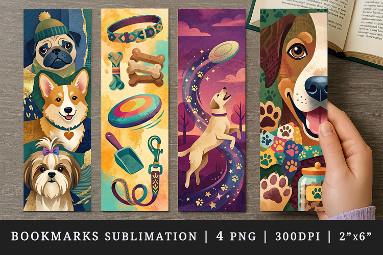 Dog lover bookmarks printable sublimation bookmark design