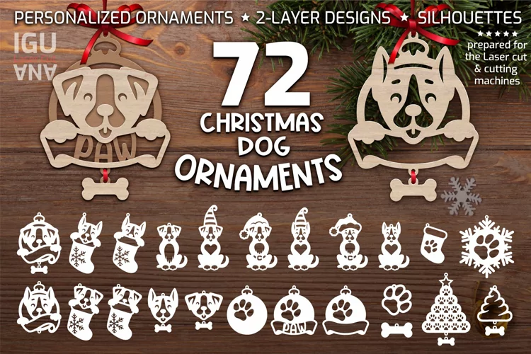 Dog Christmas ornaments, SVG, xmas dog monogram earrings