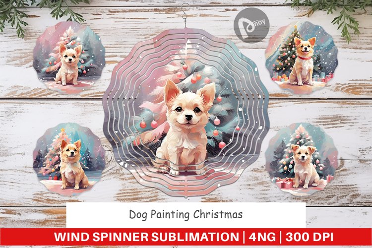 Wind Spinner Dog Christmas Painting