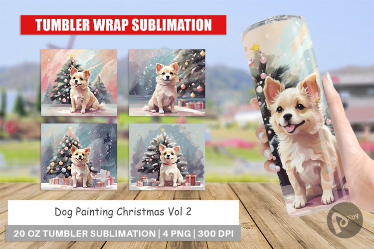 Tumbler Wrap Dog Christmas Painting