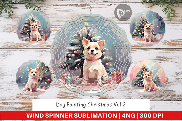 Wind Spinner Dog Christmas Painting