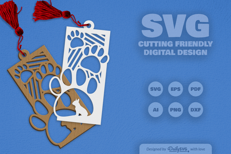 French Bulldog - Dogs Paw Bookmark SVG