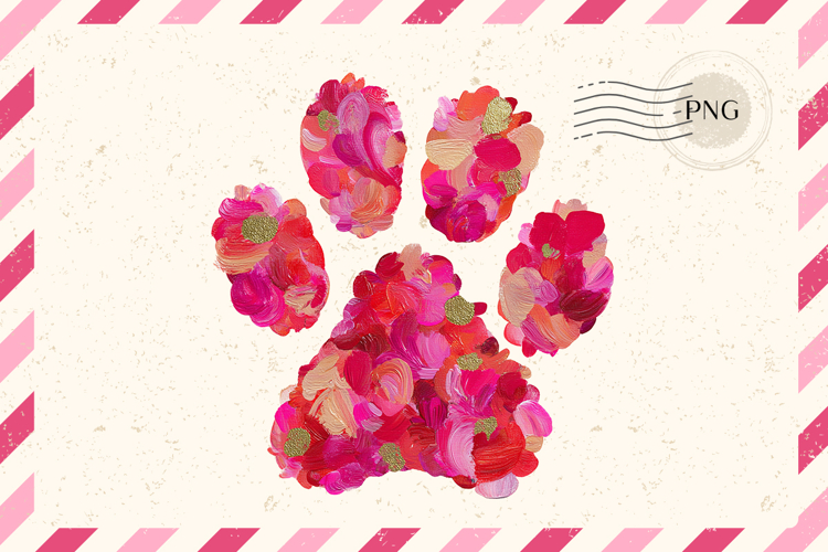 Dog Paw Valentine Heart Paint Clipart Love Pink Heart PNG